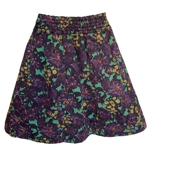 J Crew Purple/Green Boho Peasant Party Flare Skirt W/Pockets 2 - Picture 4 of 9